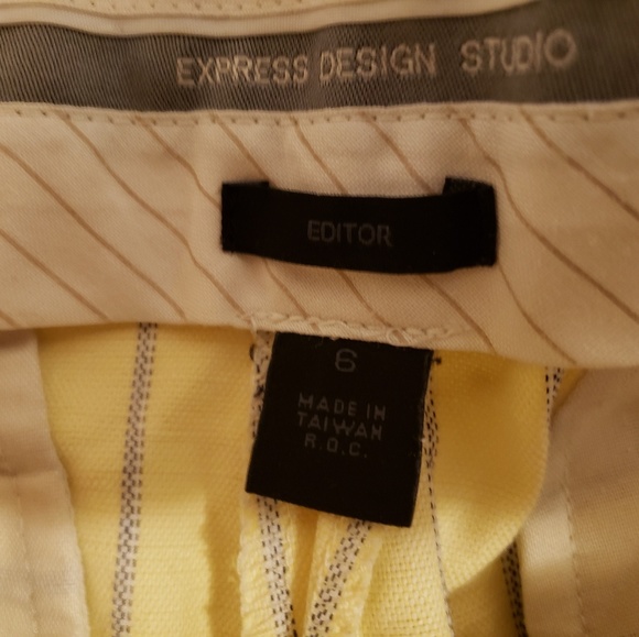 Yellow with blue stripes capri pants - Picture 2 of 2